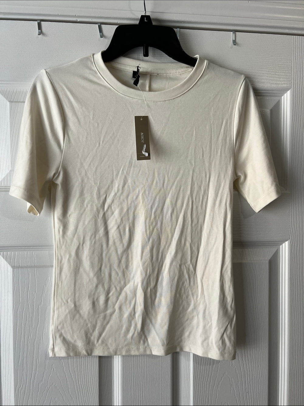 J. Crew Cream Short Sleeve Tee with Crew Neck